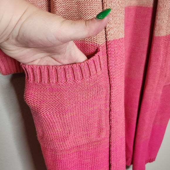 Torrid Pink Ombre Stripe Slouchy Duster Knit Sweater.  Size large (0) - Picture 2 of 16